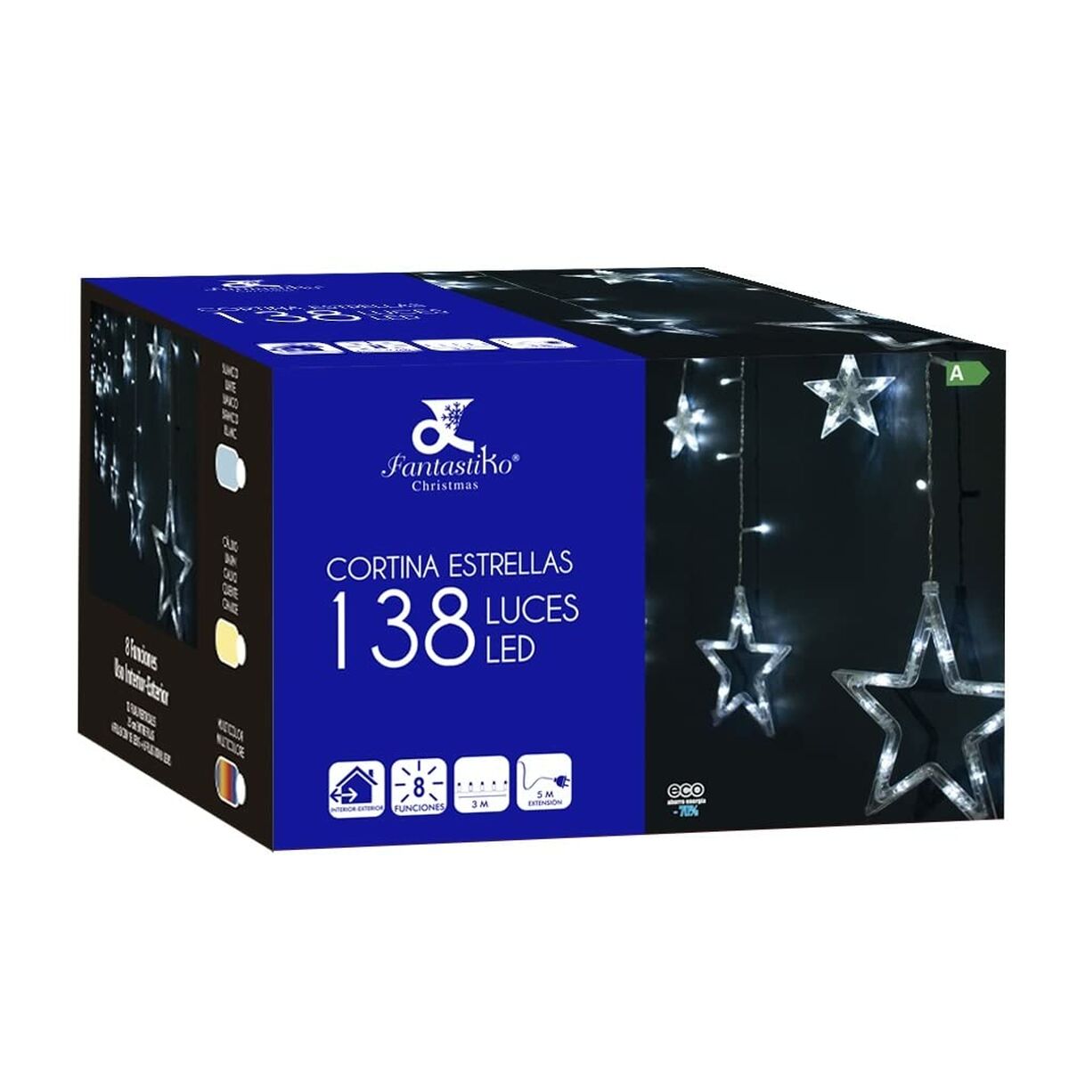 Gardinbelysning med LED Stjärnor Vit 8 m 22 x 20 x 14 cm 22 X 19,5 X 14 CM - 2