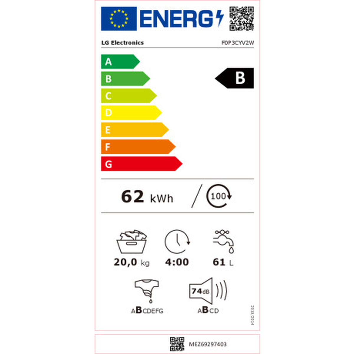 Tvättmaskin LG F0P3CYV2W 1100 rpm 20 kg - 2