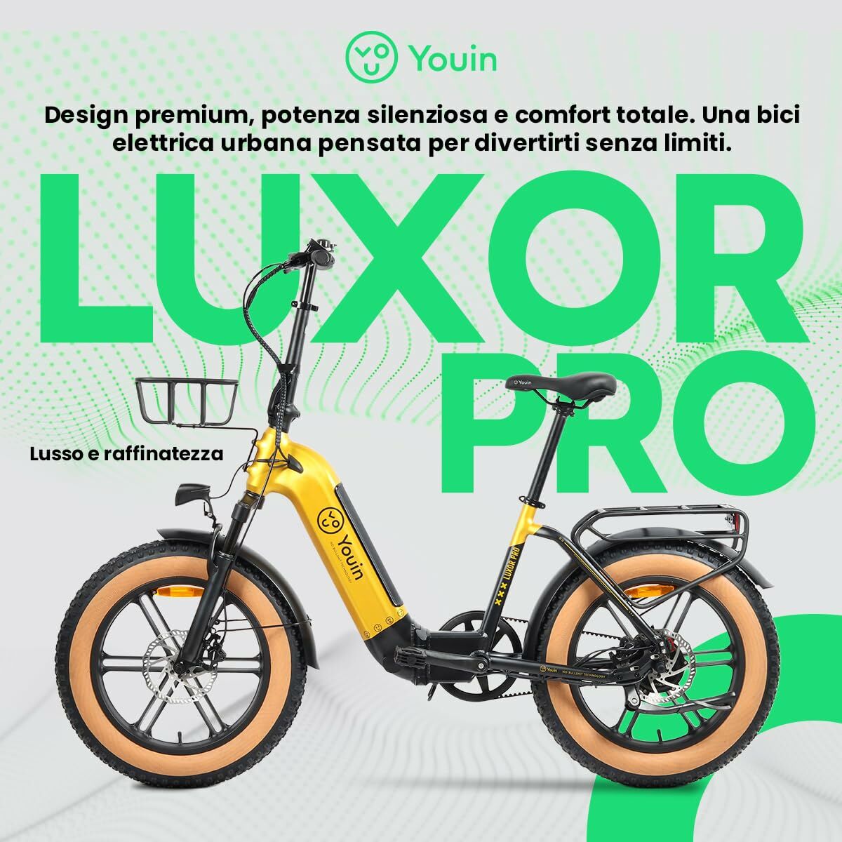 Elcykel Youin BK1750 LUXOR II PRO A/N Gul 250 W - 3