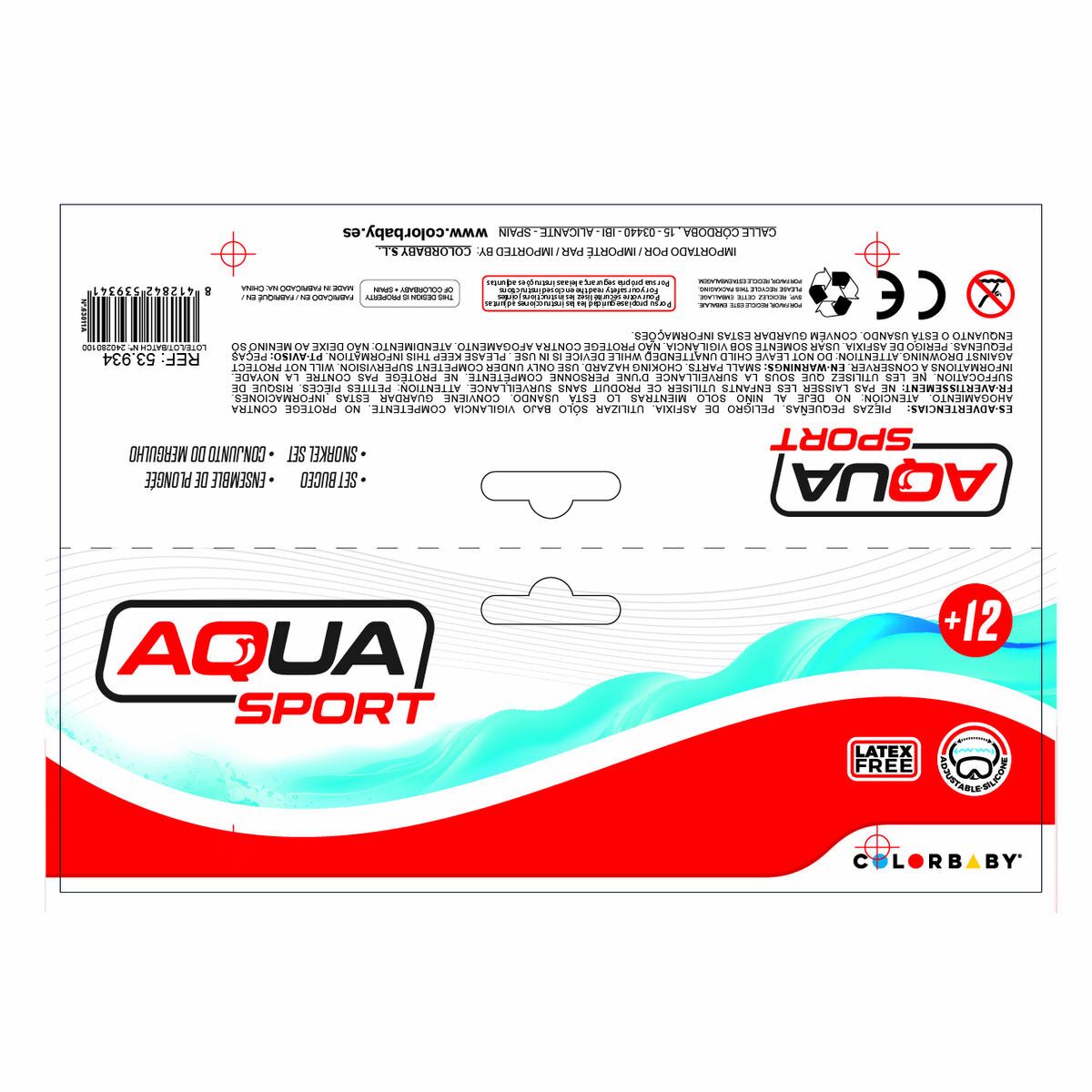 Snorkel och cyklop Colorbaby Aqua Sport Vuxna (6 antal) - 11