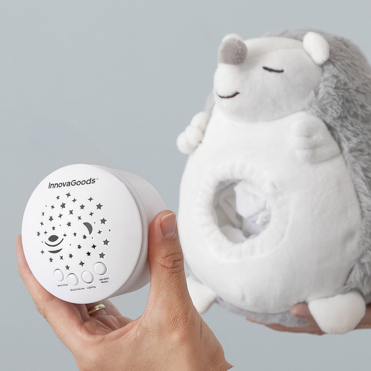 Igelkott-mjukis med vitt brus och nattlampsprojektor Spikey InnovaGoods - 30