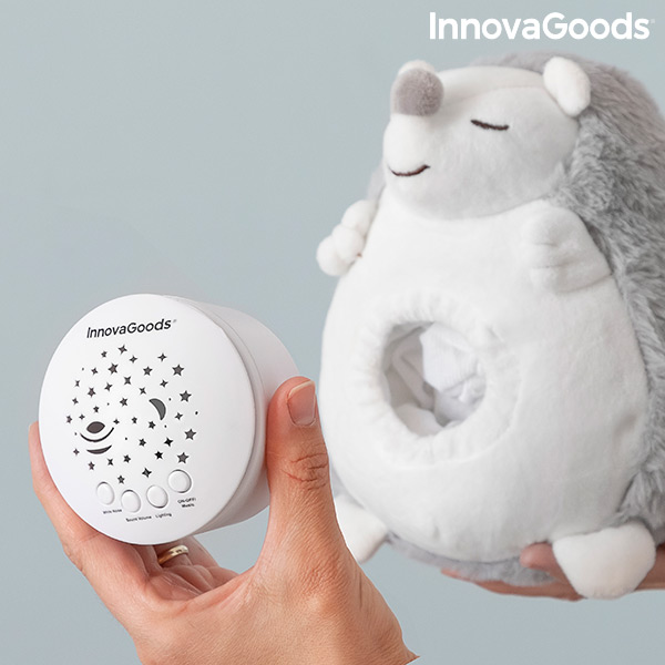 Igelkott-mjukis med vitt brus och nattlampsprojektor Spikey InnovaGoods - 5