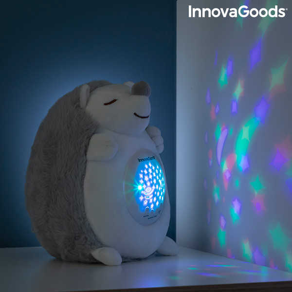 Igelkott-mjukis med vitt brus och nattlampsprojektor Spikey InnovaGoods - 8