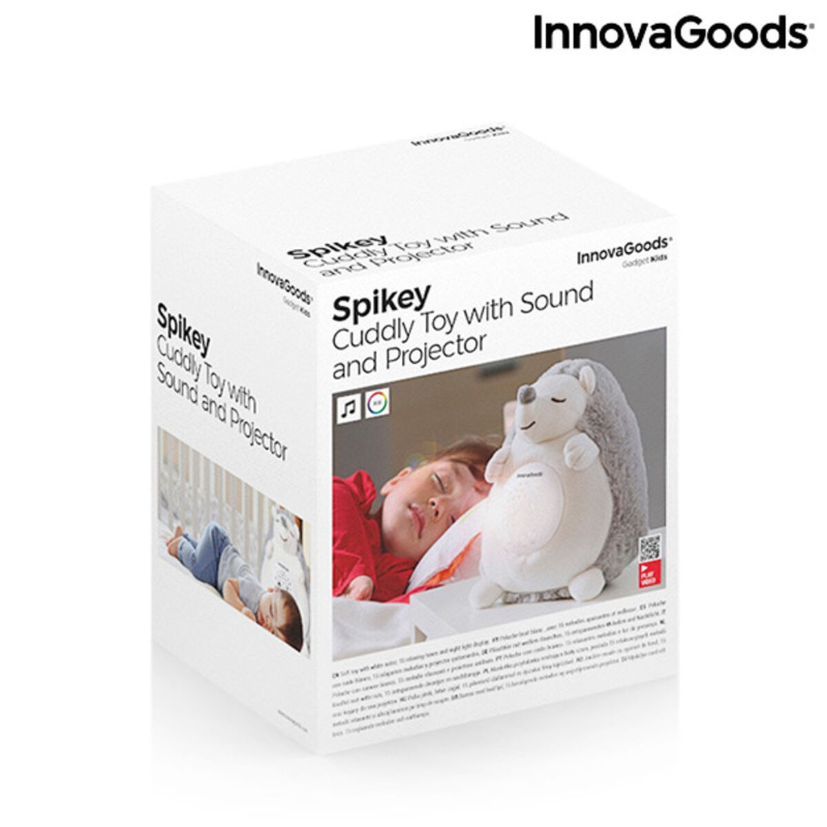 Igelkott-mjukis med vitt brus och nattlampsprojektor Spikey InnovaGoods - 10