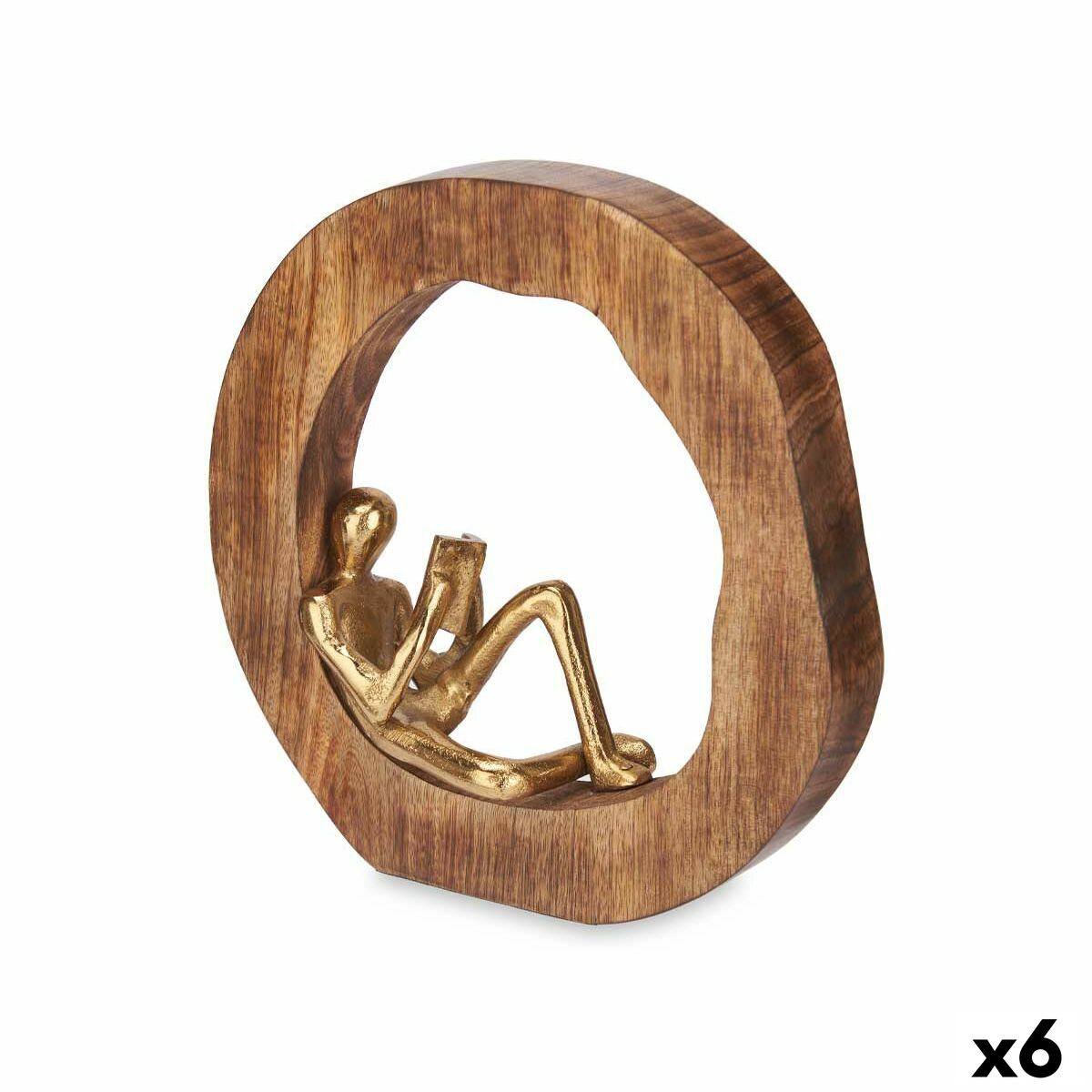 Prydnadsfigur Läsning Gyllene Metall 26 x 25 x 7 cm (6 antal)