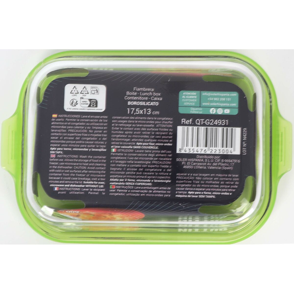 Hermetisk matlåda Quttin Grön Transparent Rektangulär 0,6 L (6 antal) - 3
