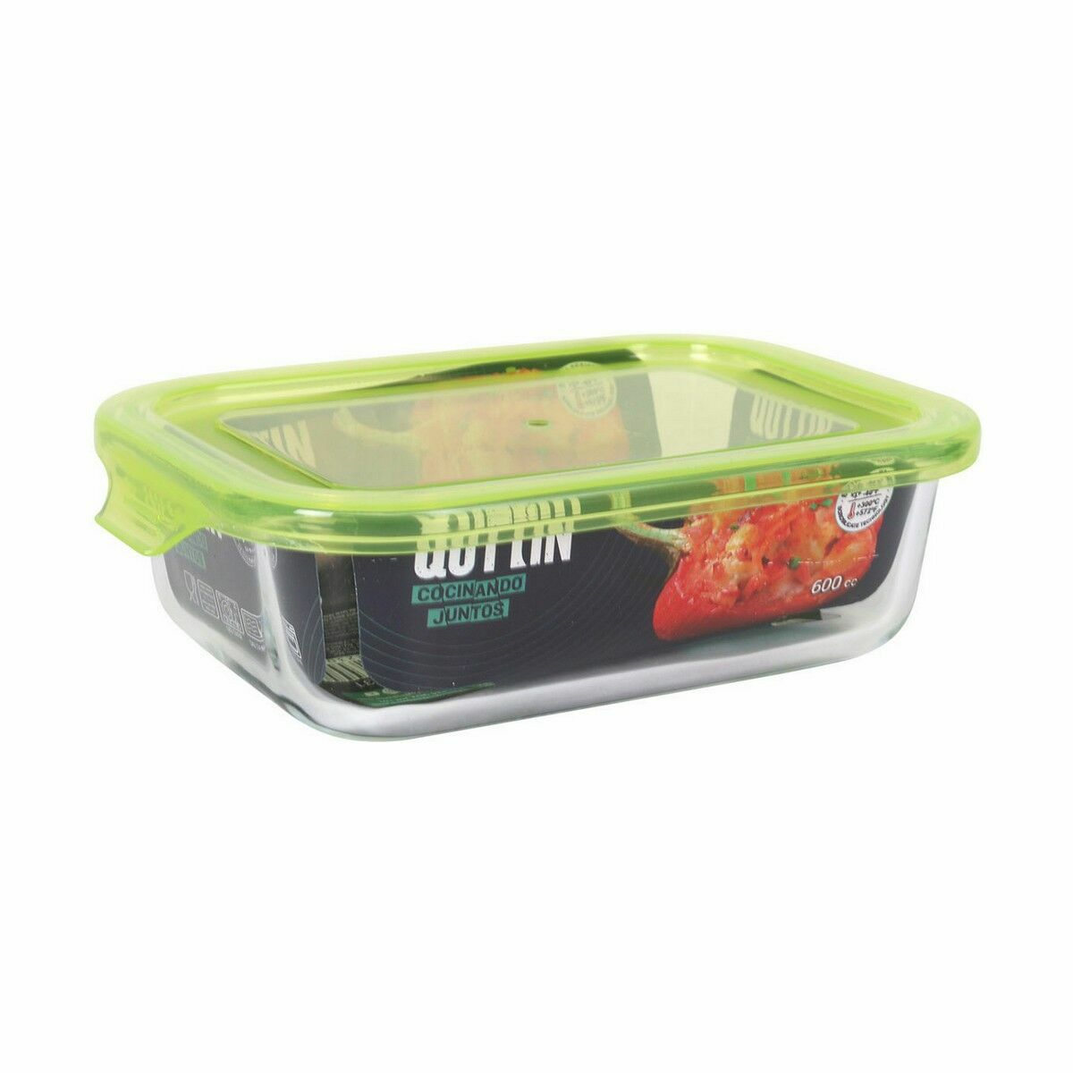 Hermetisk matlåda Quttin Grön Transparent Rektangulär 0,6 L (6 antal) - 2