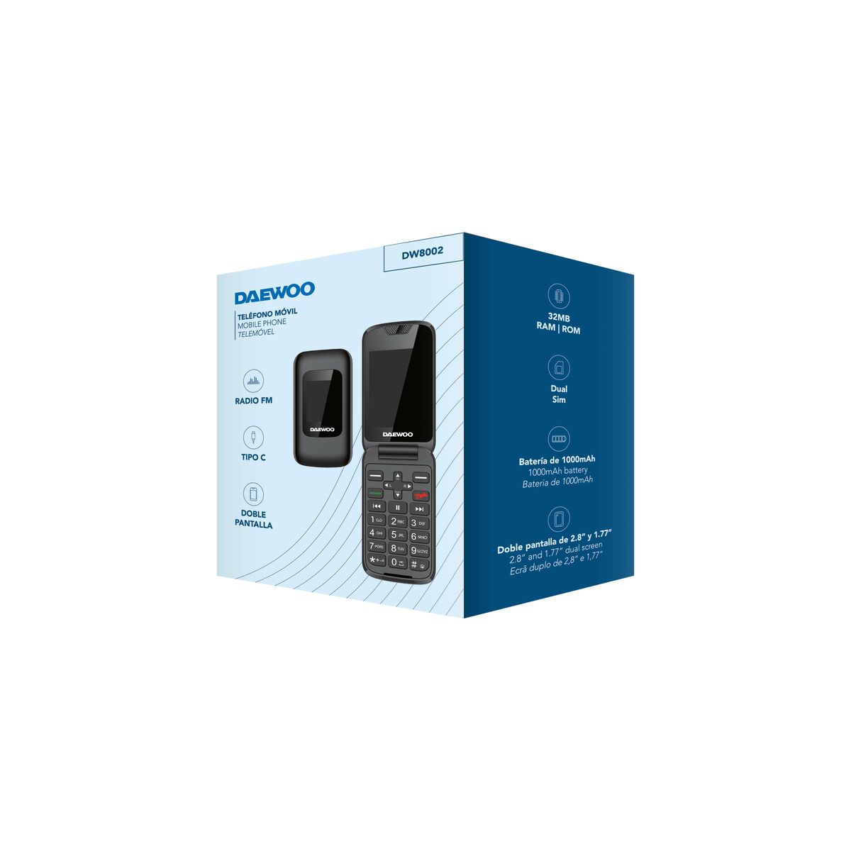 Mobiltelefon för seniorer Daewoo 2,8" 32 GB Svart - 3