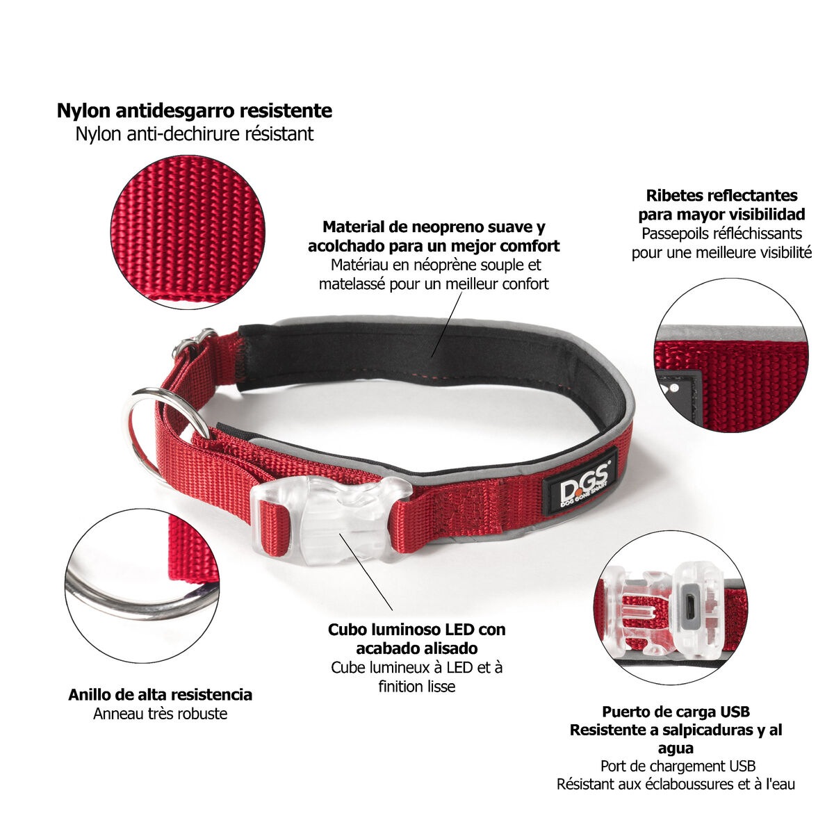 Hundhalsband Dog Gone Smart Röd L Ljus - 3