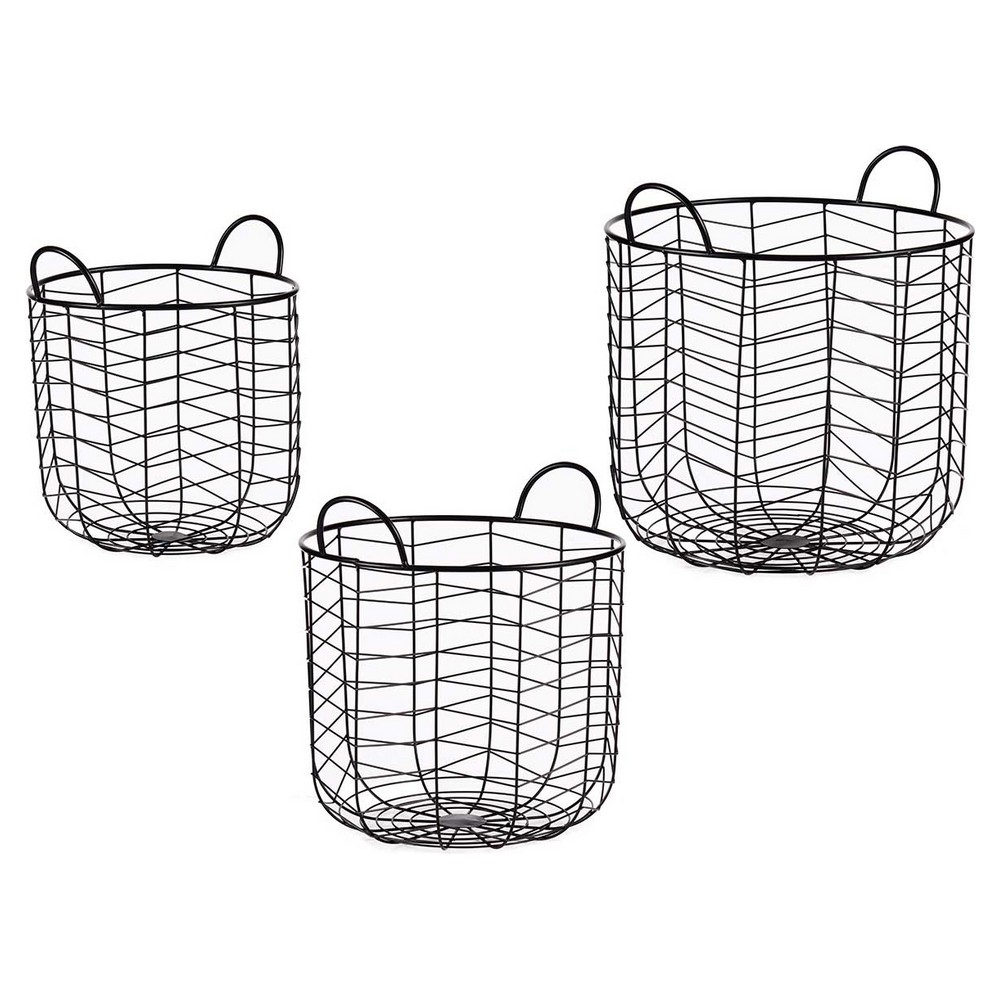 Korgset Gift Decor Svart Metall 3 Delar (3 antal)
