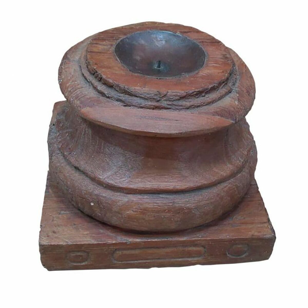 Ljusstake Alexandra House Living Brun Återvunnet Trä 26 x 23 x 26 cm - 2