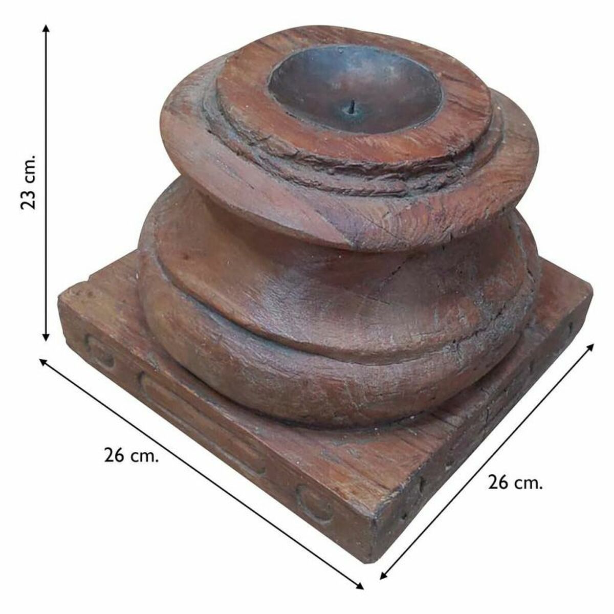 Ljusstake Alexandra House Living Brun Återvunnet Trä 26 x 23 x 26 cm - 4