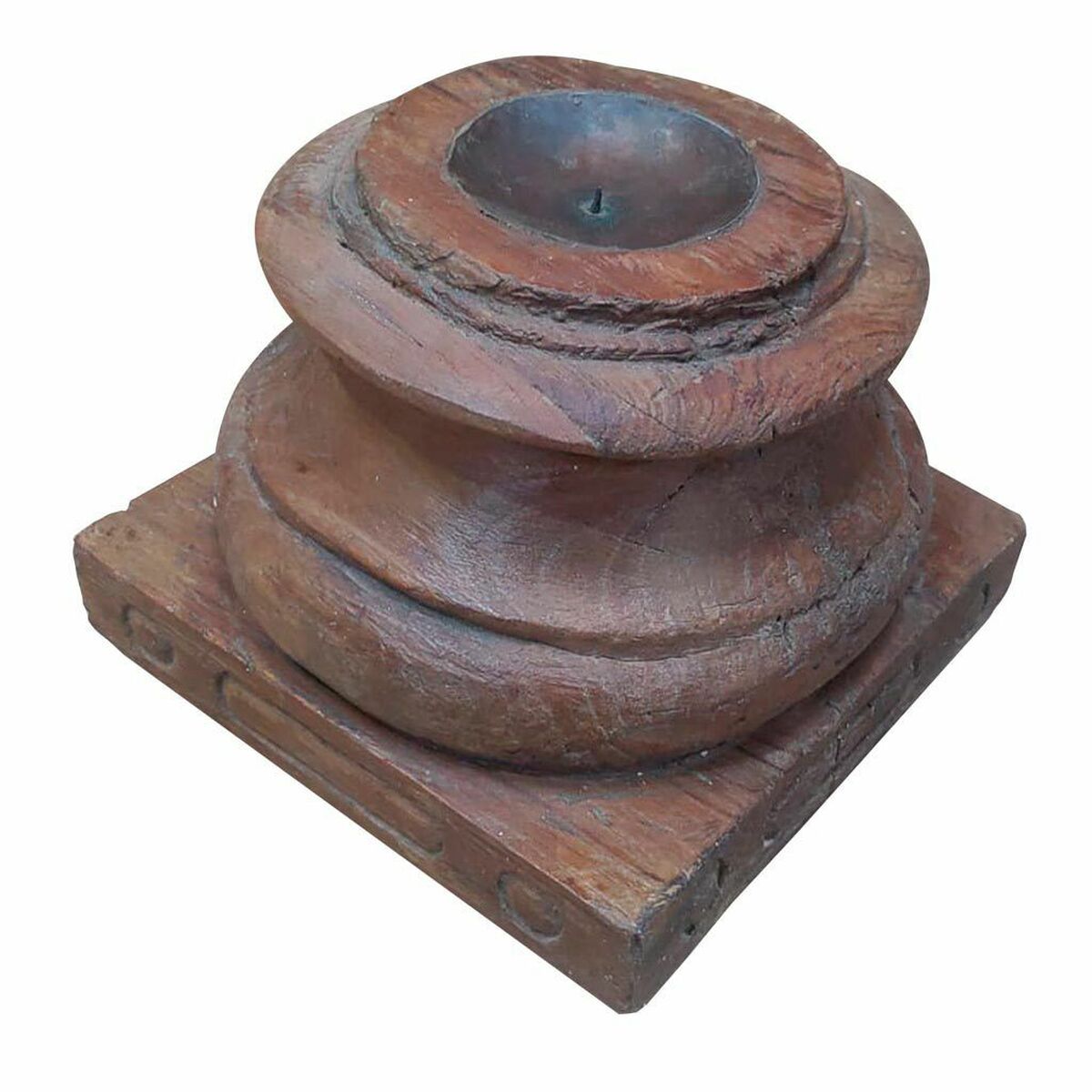 Ljusstake Alexandra House Living Brun Återvunnet Trä 26 x 23 x 26 cm