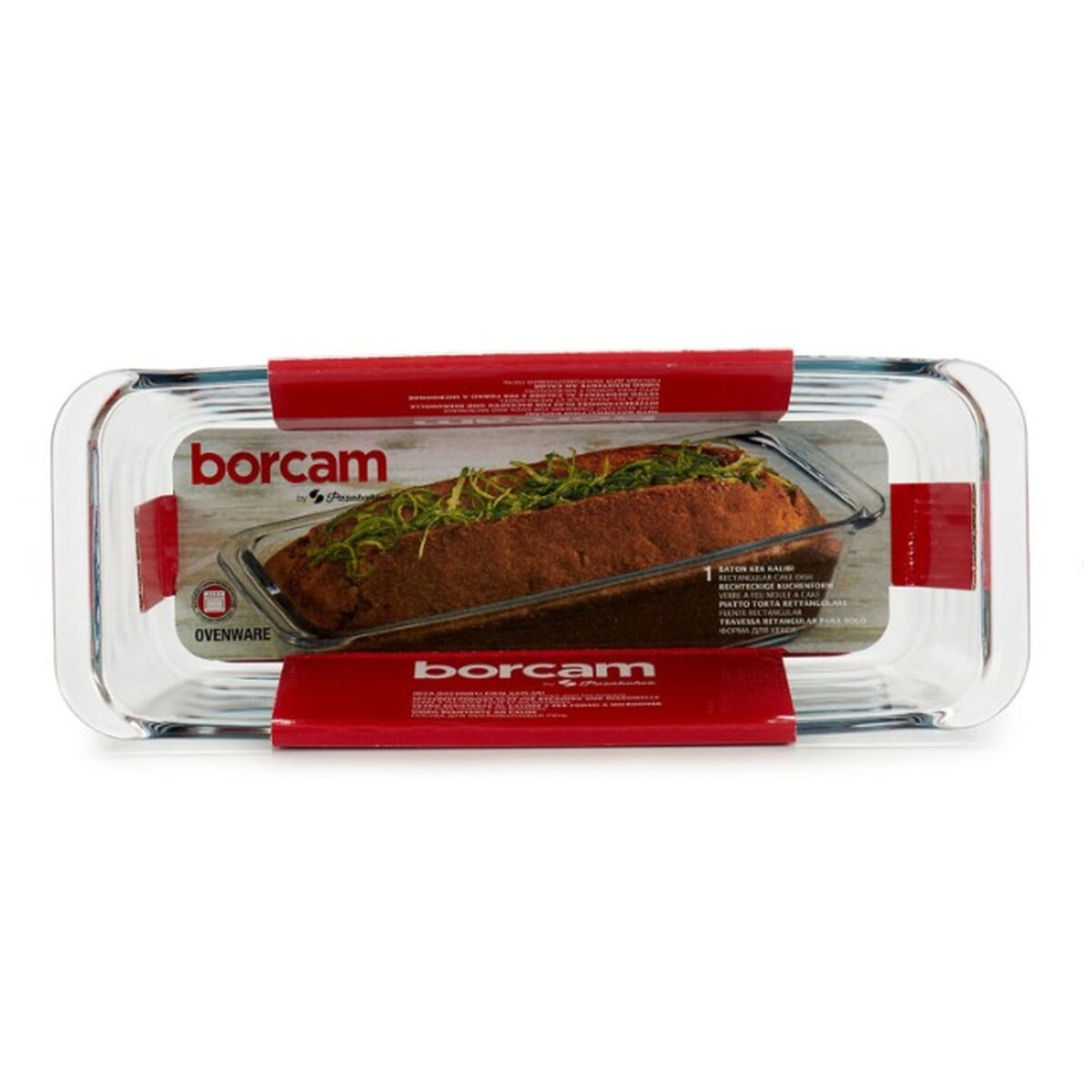 Ugnsplåt Borcam Transparent Borosilikatglas Sockerkaka Med handtag (12 antal) - 2