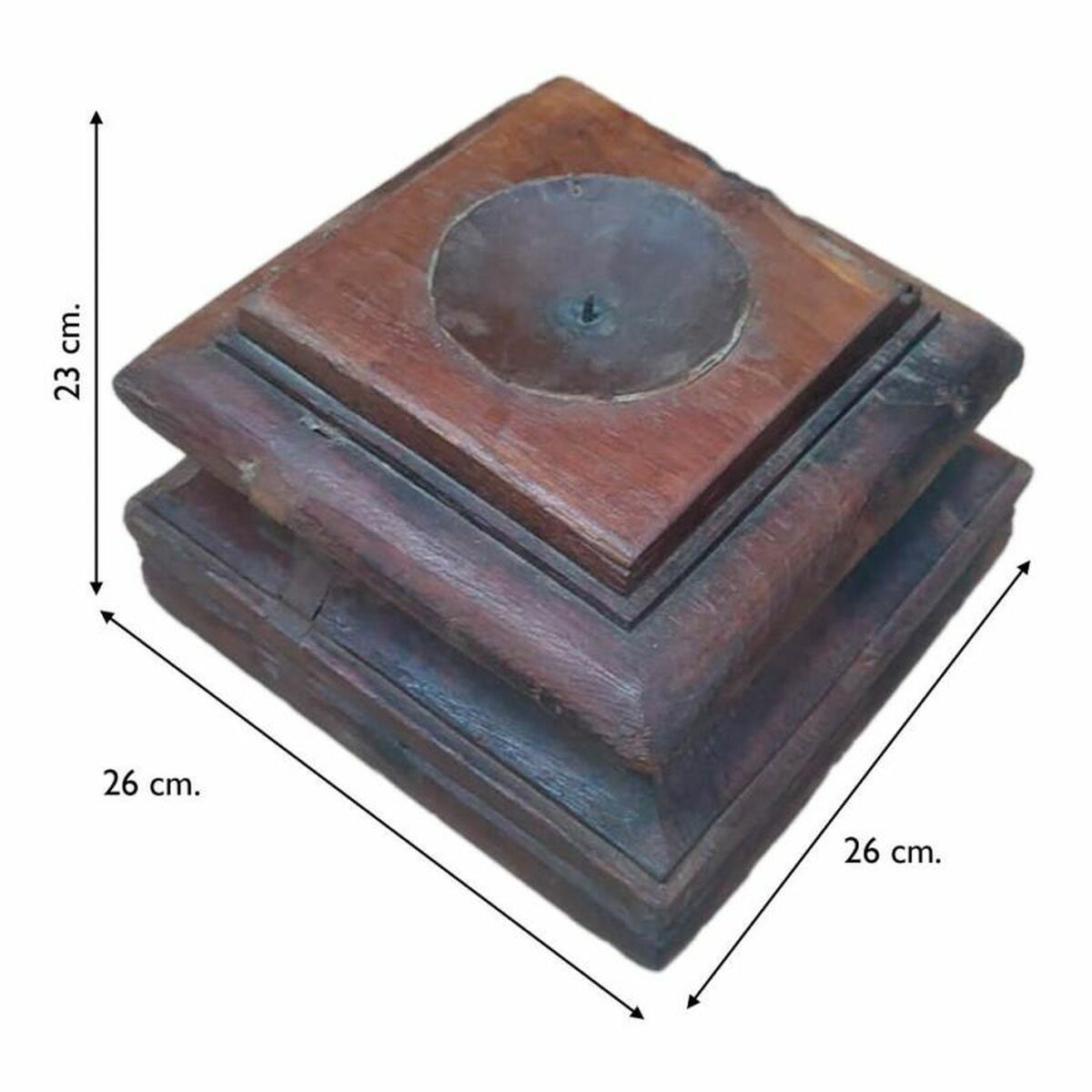 Ljusstake Alexandra House Living Brun Återvunnet Trä 26 x 23 x 26 cm - 4