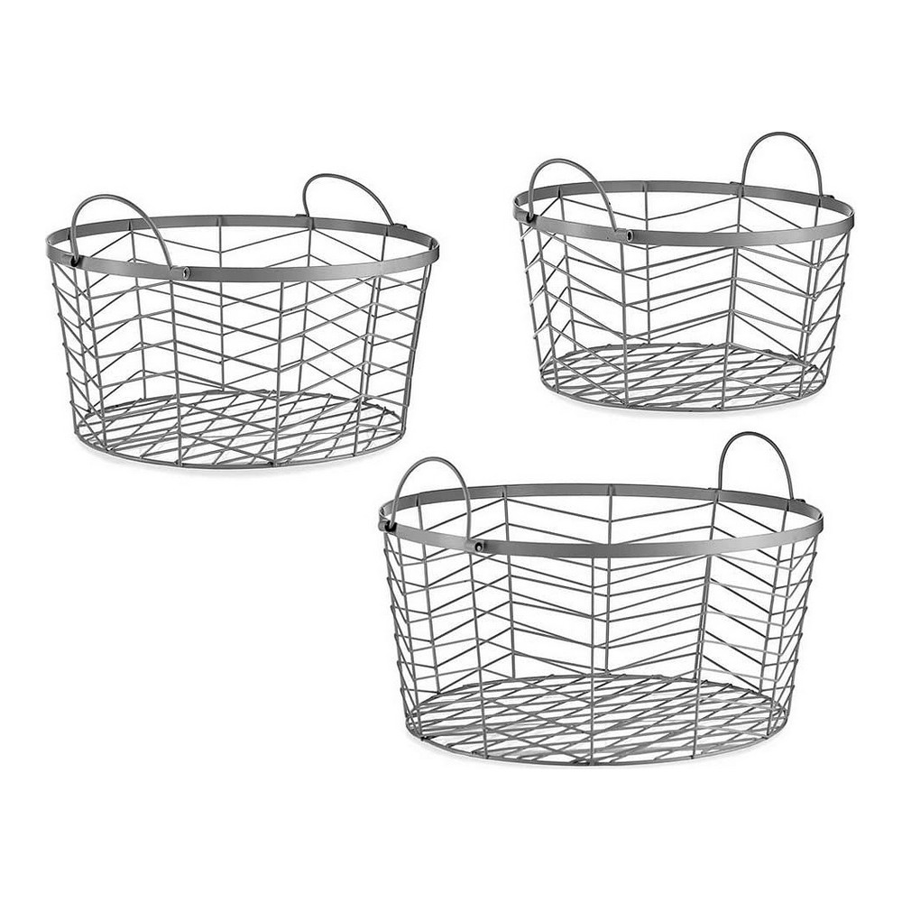 Korgset Gift Decor Silvrig Silver Metall 3 Delar (3 antal)