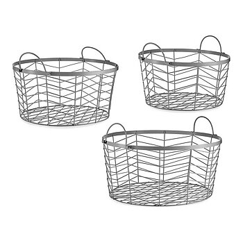 Korgset Gift Decor Silvrig Silver Metall 3 Delar (3 antal)