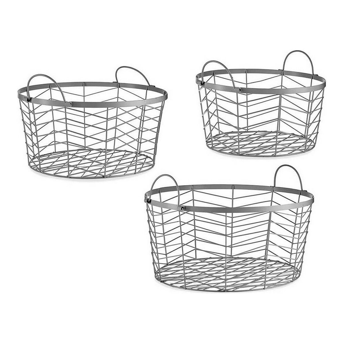 Korgset Gift Decor Silvrig Silver Metall 3 Delar (3 antal) - 9