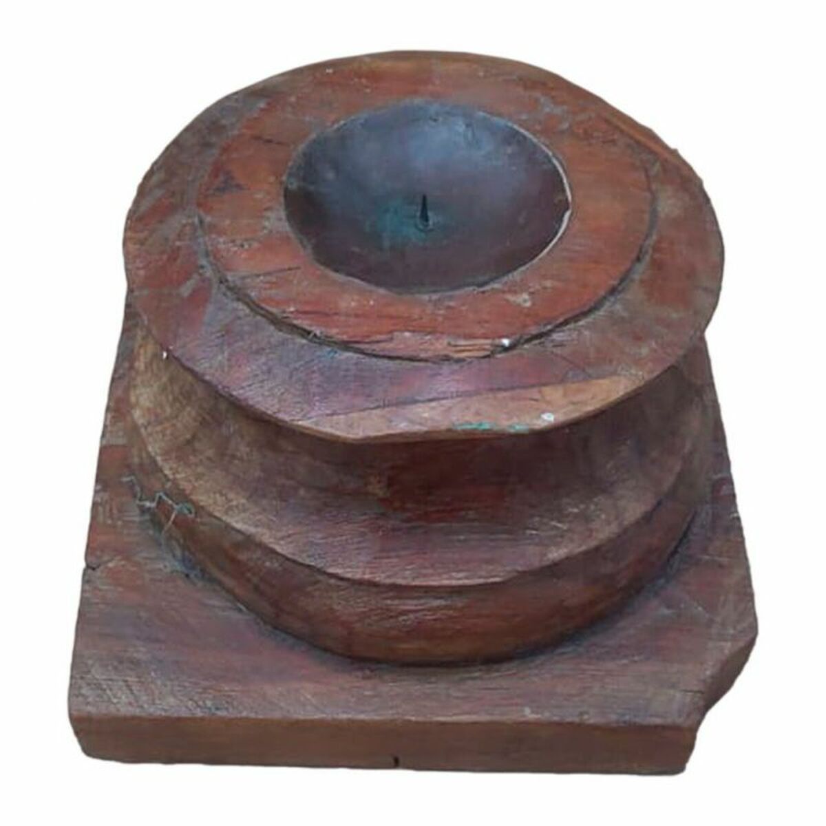 Ljusstake Alexandra House Living Brun Återvunnet Trä 26 x 23 x 26 cm - 2