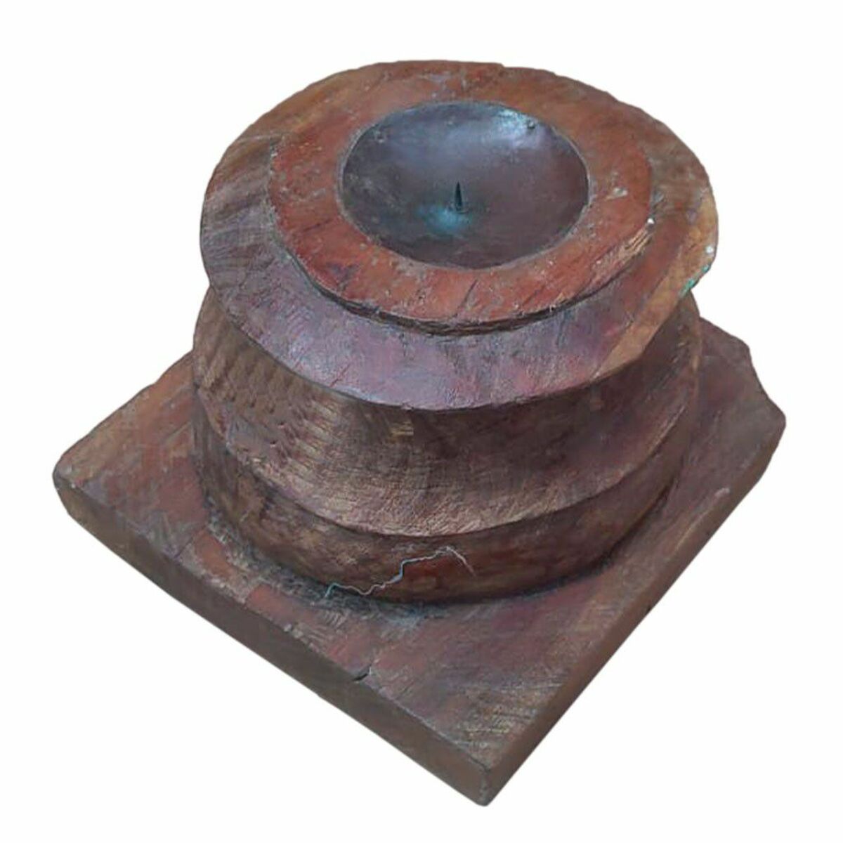 Ljusstake Alexandra House Living Brun Återvunnet Trä 26 x 23 x 26 cm