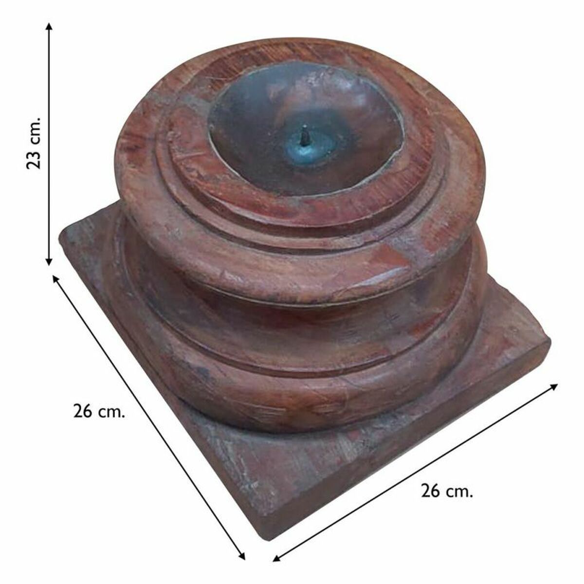Ljusstake Alexandra House Living Brun Återvunnet Trä 26 x 23 x 26 cm - 4