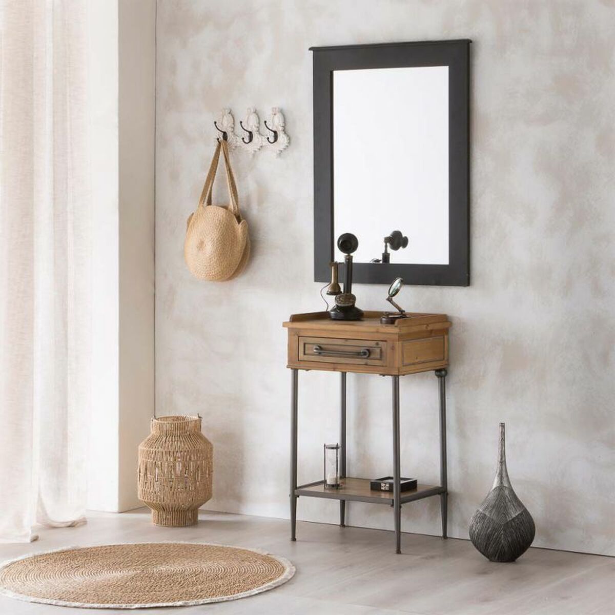 Lykta Alexandra House Living Naturell Papper Järn 28 x 41 x 28 cm - 3