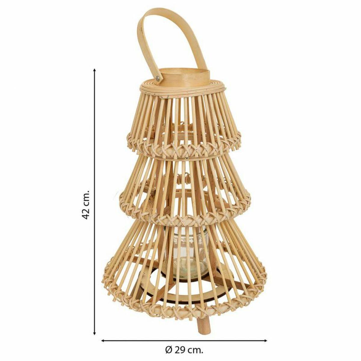 Lykta Alexandra House Living Naturell Bambu 29 x 42 x 29 cm - 4