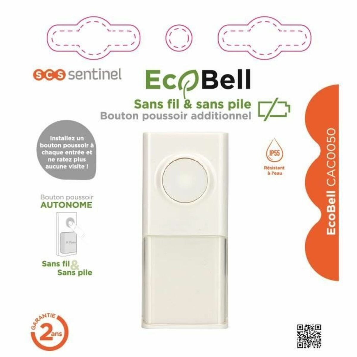 Push button for doorbell SCS SENTINEL Ecobell CAC0050 Trådlös - 2