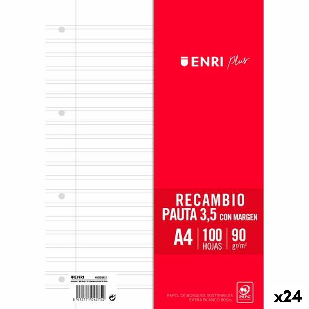 Ersättningsark ENRI Vit A4 100 Blad (24 antal)