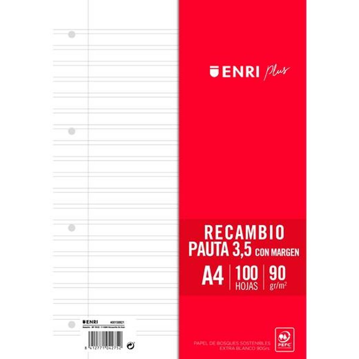 Ersättningsark ENRI Vit A4 100 Blad (24 antal) - 2