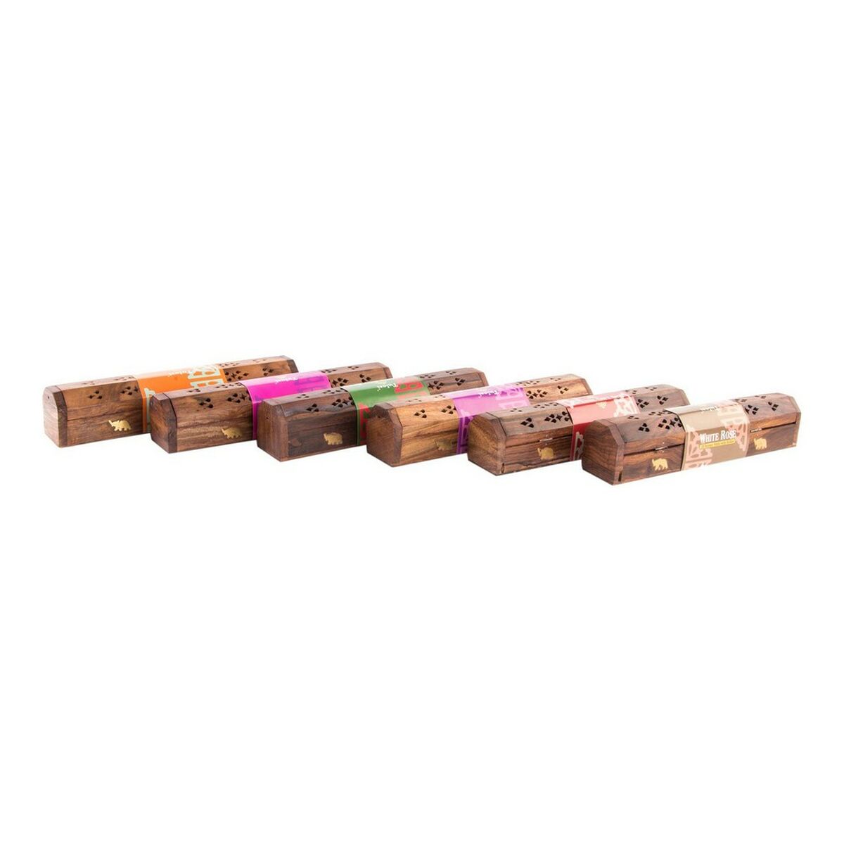 Eterisk oljebrännare DKD Home Decor Trä Bambu Mandala Naturell 26 x 8 x 8 cm Rökelse (6 antal) - 3
