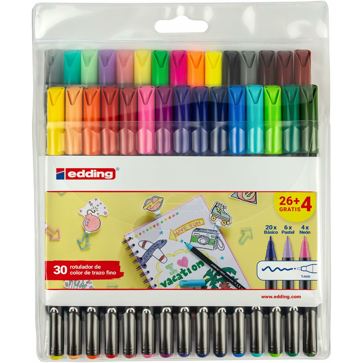 Tuschpennor Edding Multicolour 30 Delar