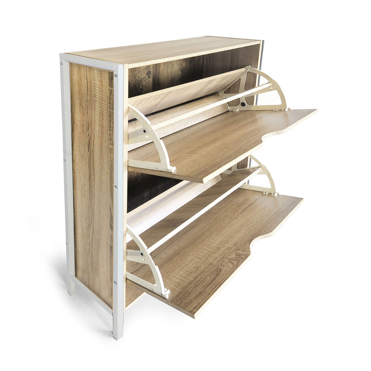 Skoställ MobleKit Vit Brun Trä Metall 65 x 24 x 80 cm - 3