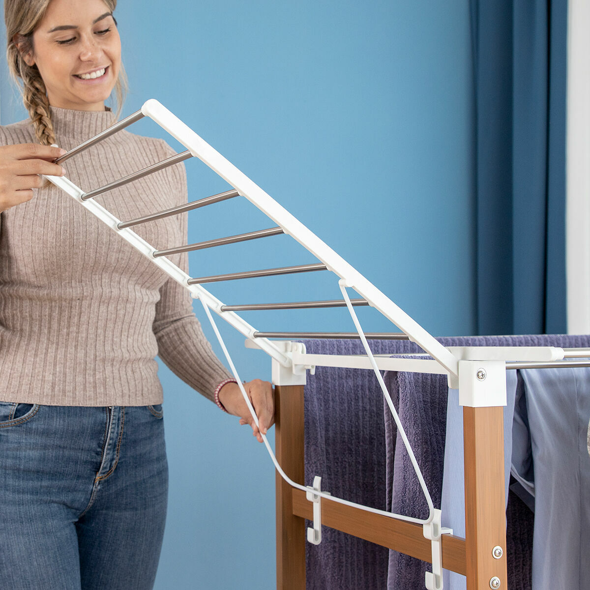 Vertikalt hopfällbart torkställ med hjul Dreeyl InnovaGoods 38 stänger - 13