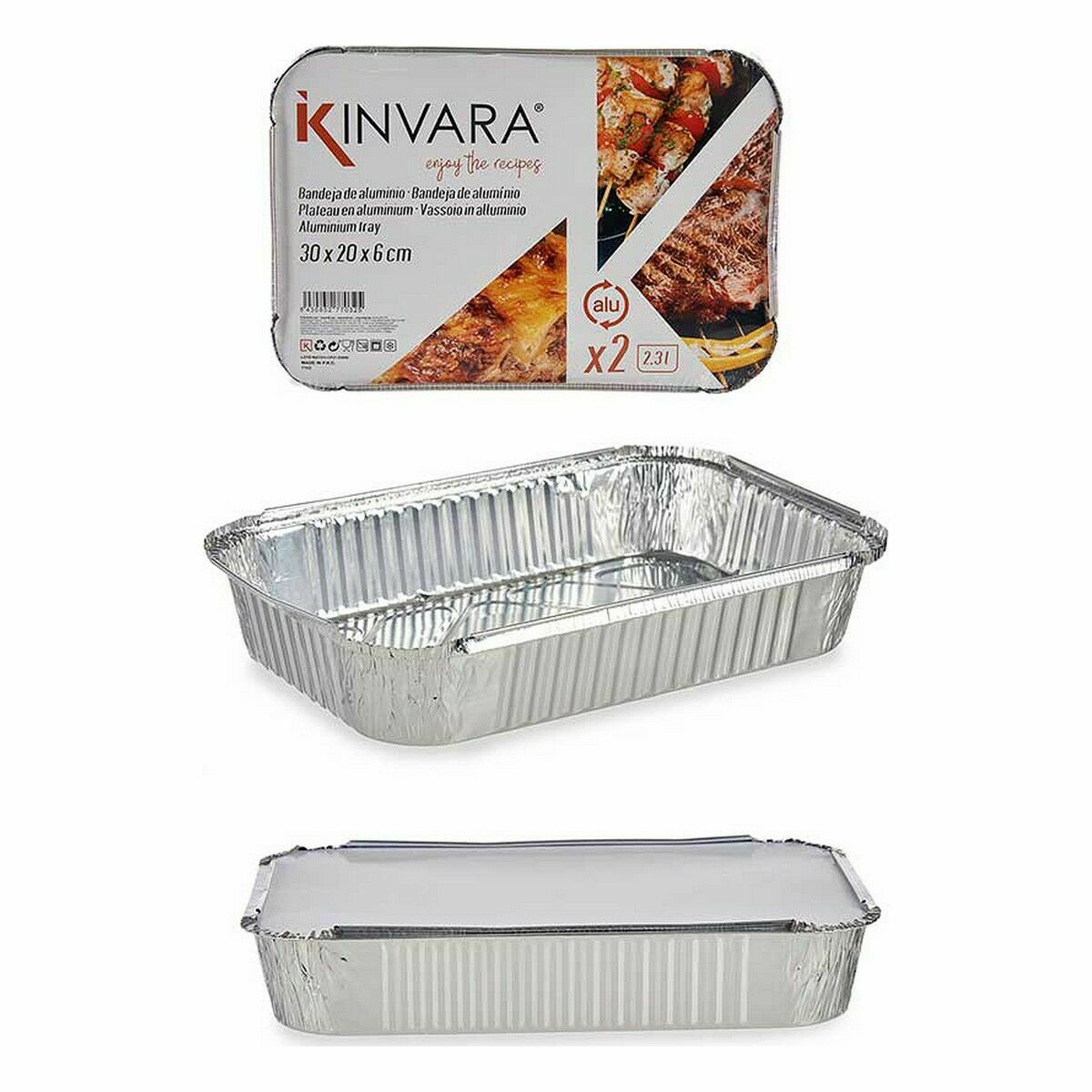 Uppsättning av köksfat Disponibel Med lock Aluminium 21 x 6 x 30,5 cm (24 antal) - 3