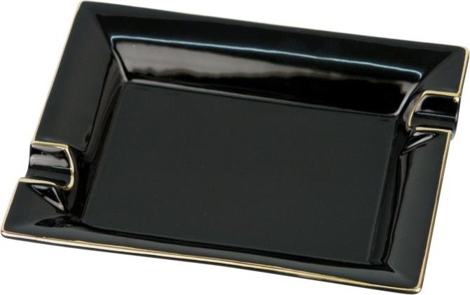 Cigarraskfat porslin svart/guld