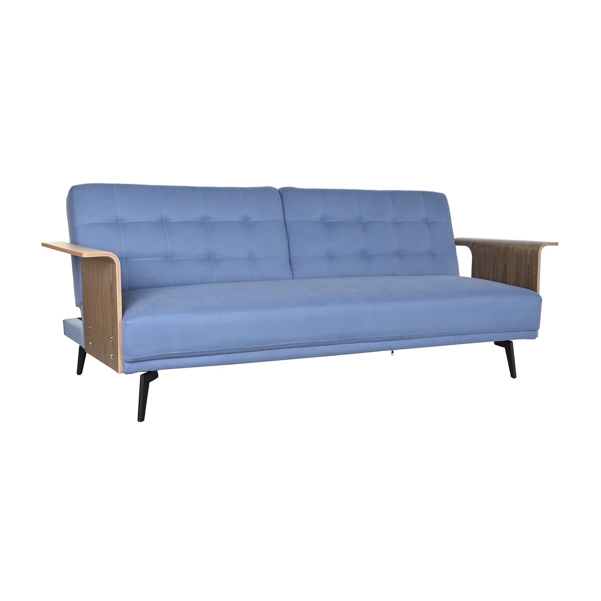 Bäddsoffa DKD Home Decor Svart Blå Metall Brun Polyester Eukalyptus trä (203 x 87 x 81 cm) - 7
