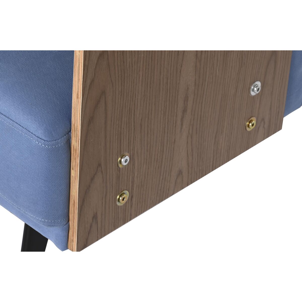 Bäddsoffa DKD Home Decor Svart Blå Metall Brun Polyester Eukalyptus trä (203 x 87 x 81 cm) - 3