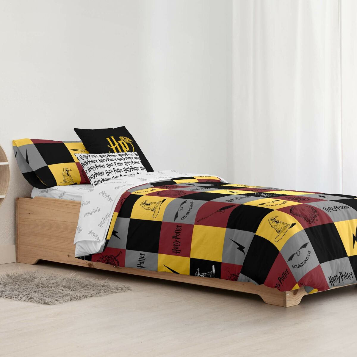 Påslakan Harry Potter Hogwarts Multicolour 175 Trådar 260 x 240 cm Säng 180 - 6