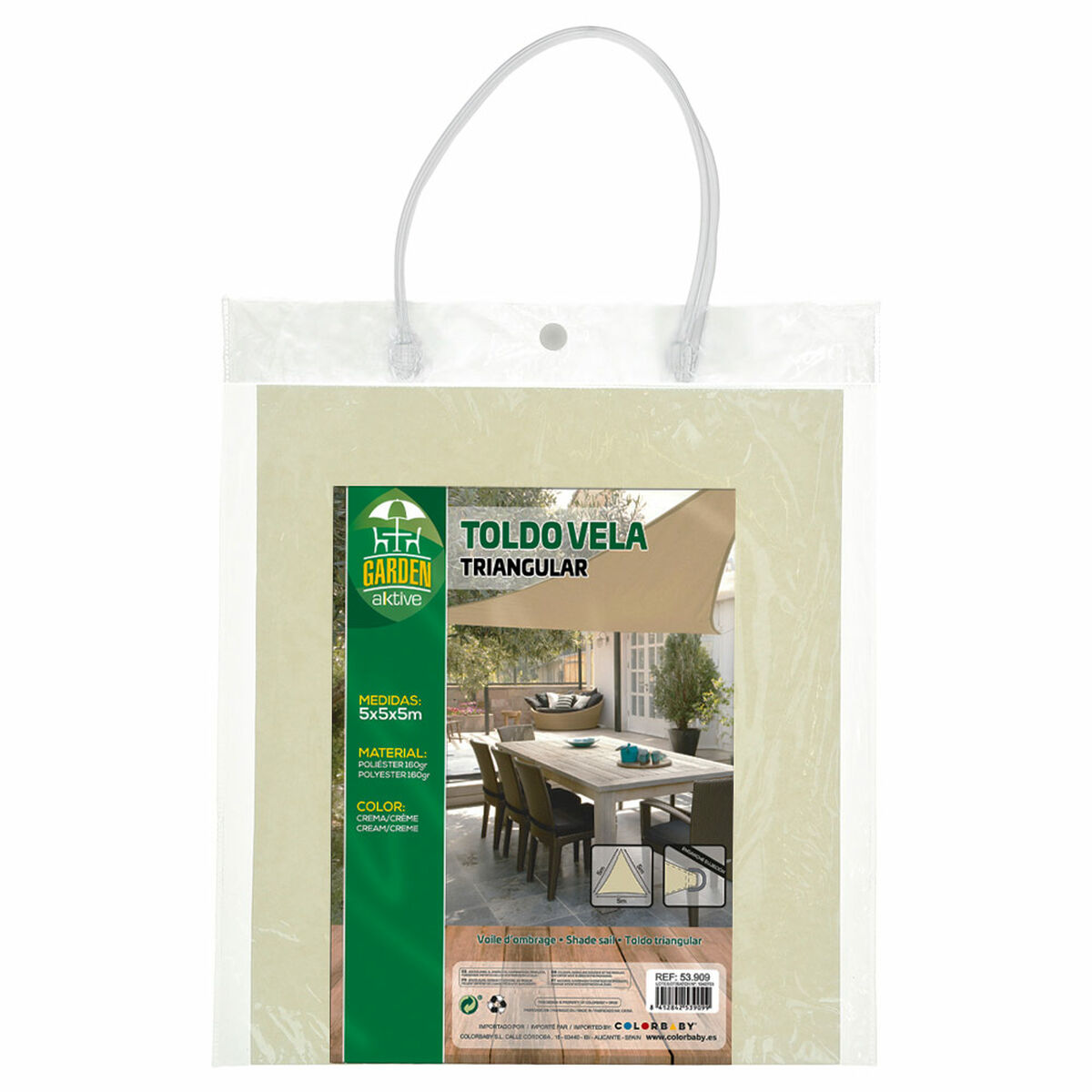 Skugga segel Aktive Kräm 500 x 0,3 x 500 cm Triangulär (4 antal) - 8