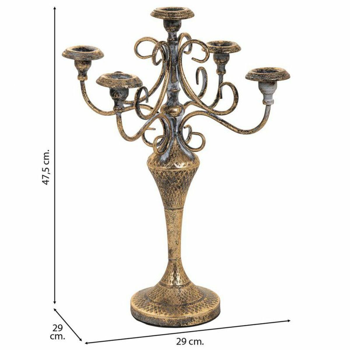 Kandelaber Alexandra House Living Guld Järn 29 x 47 x 29 cm - 3