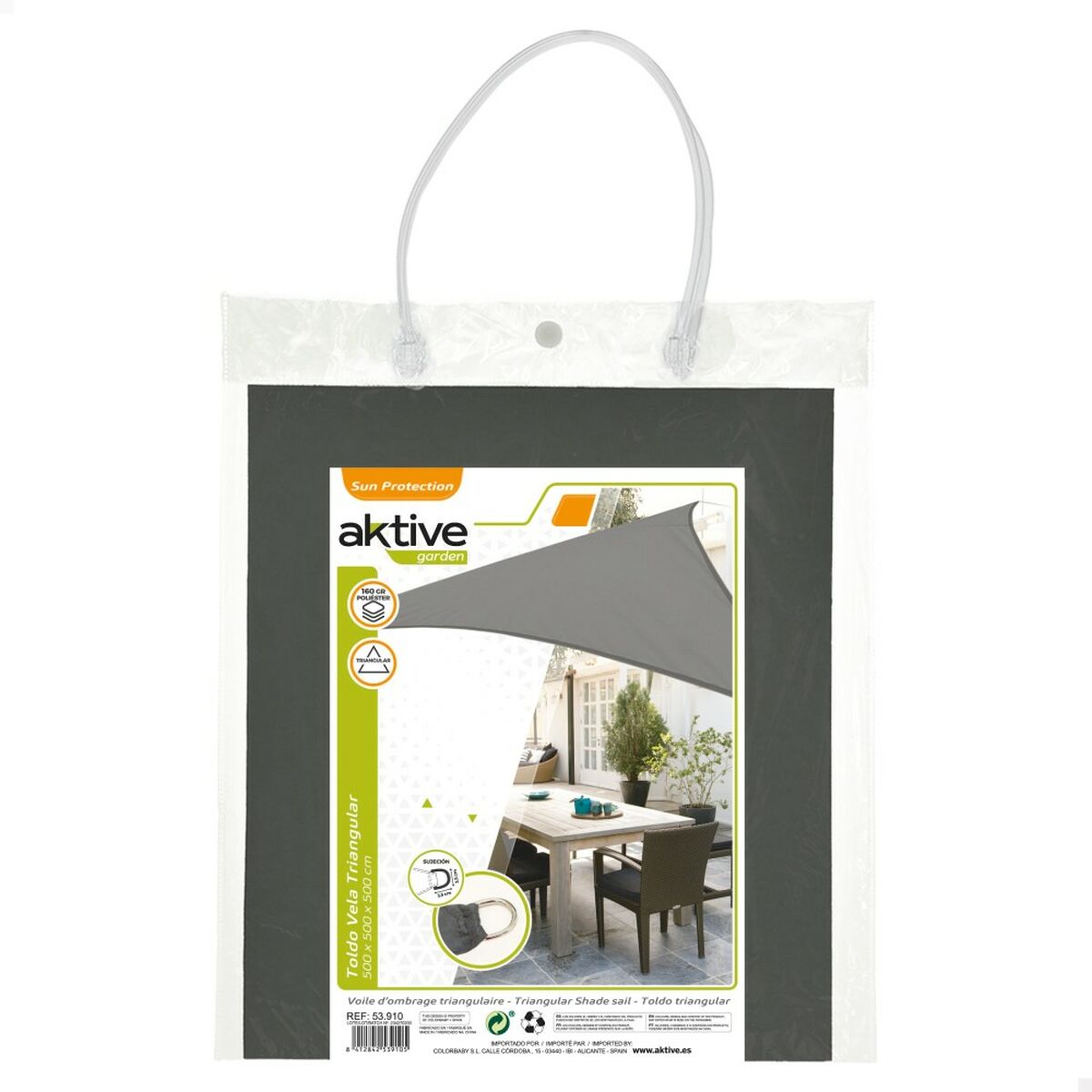 Skugga segel Aktive Grå 500 x 0,5 x 500 cm Triangulär (4 antal) - 8