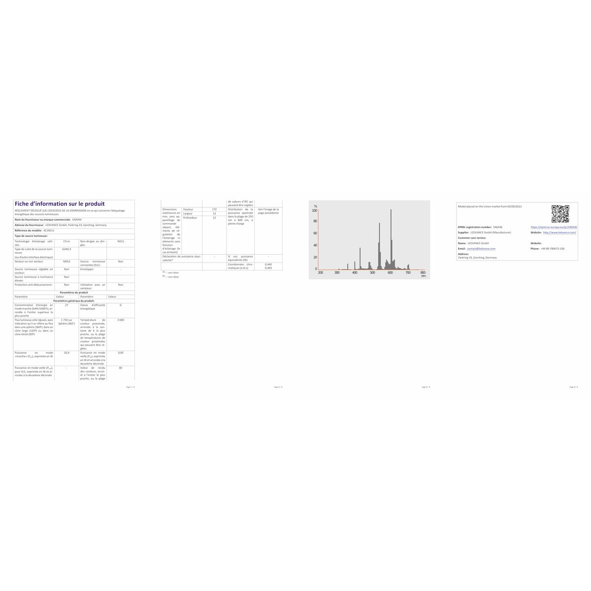 Lågenergilampa Osram Lynx 26 W G24 3000K - 4