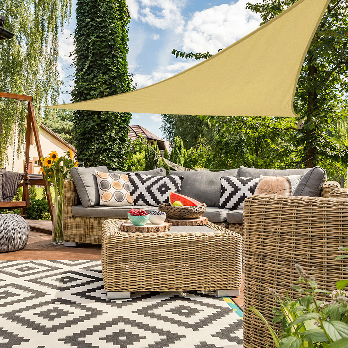 Skugga segel Aktive Triangulär Kräm 360 x 0,5 x 360 cm (4 antal) - 7