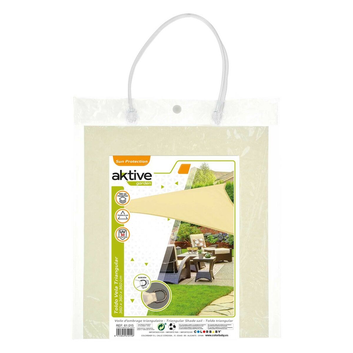 Skugga segel Aktive Triangulär Kräm 360 x 0,5 x 360 cm (4 antal) - 4