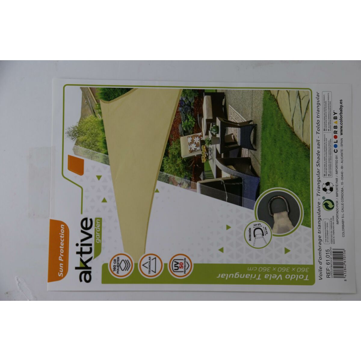 Skugga segel Aktive Triangulär Kräm 360 x 0,5 x 360 cm (4 antal) - 9