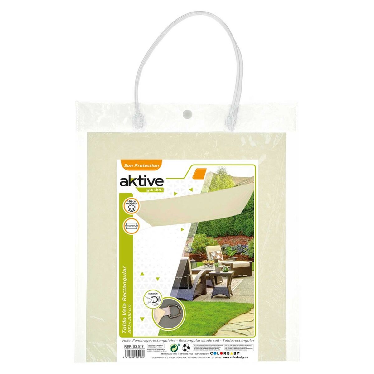 Skugga segel Aktive Triangulär Kräm 200 x 0,5 x 300 cm (4 antal) - 8