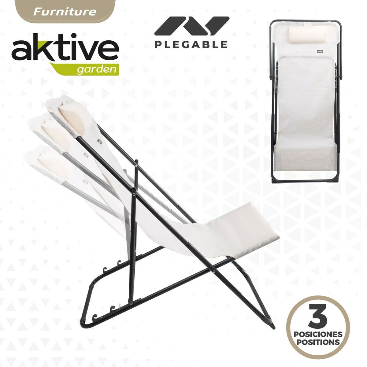 Lutbar vilstol Aktive Vit 53 x 87 x 78 cm (4 antal) - 4