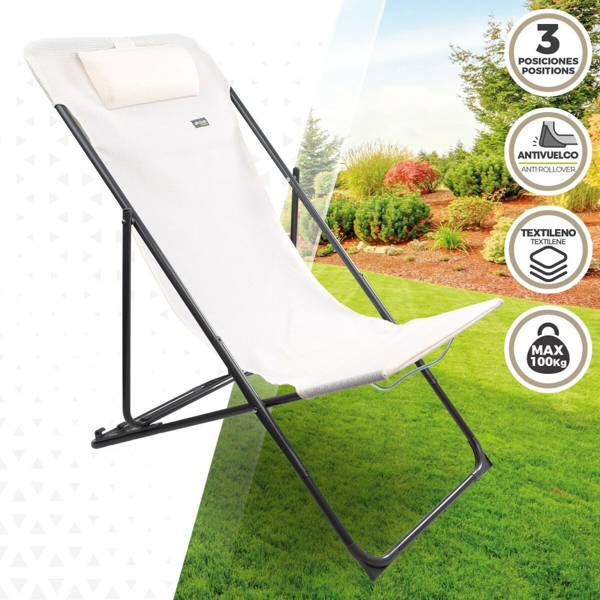 Lutbar vilstol Aktive Vit 53 x 87 x 78 cm (4 antal) - 10