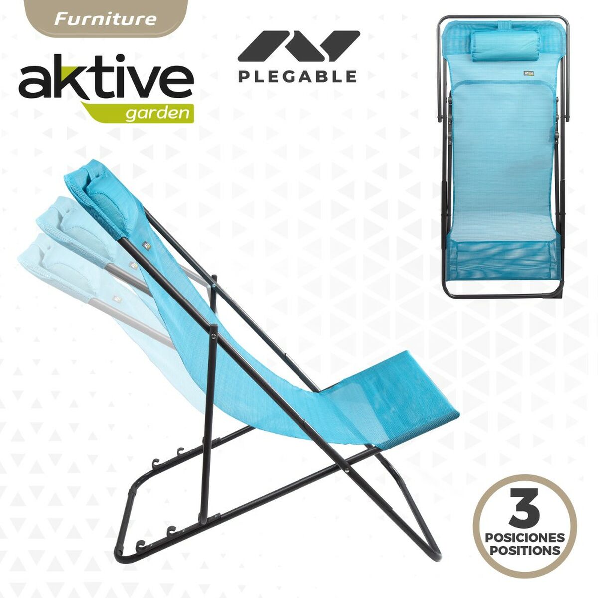 Lutbar vilstol Aktive Blå 53 x 87 x 78 cm (4 antal) - 4